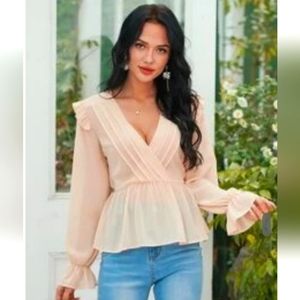 Pink flounce sleeve Top XL, 12